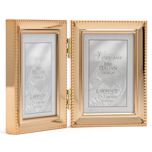 Lawrence Frames Bead Border Design  2.5x3.5 Double  Gold 1