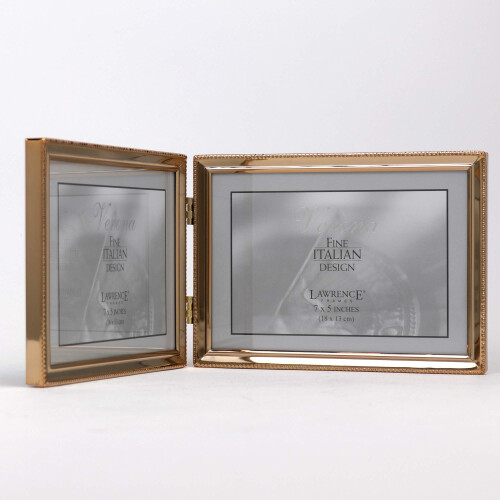 Lawrence Frames 11775D Classic Bead Picture Frame  7x5 Double  Gold 1