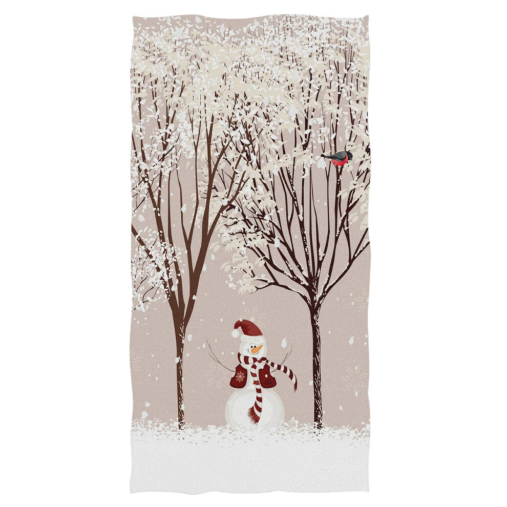 Winter Snowman Bird Tree Snow Rucnky 16X30 V Koupelne Vnocn Vnocn Mal Osuka Na Oblicej Drky Do Posilovny A Lzn-image