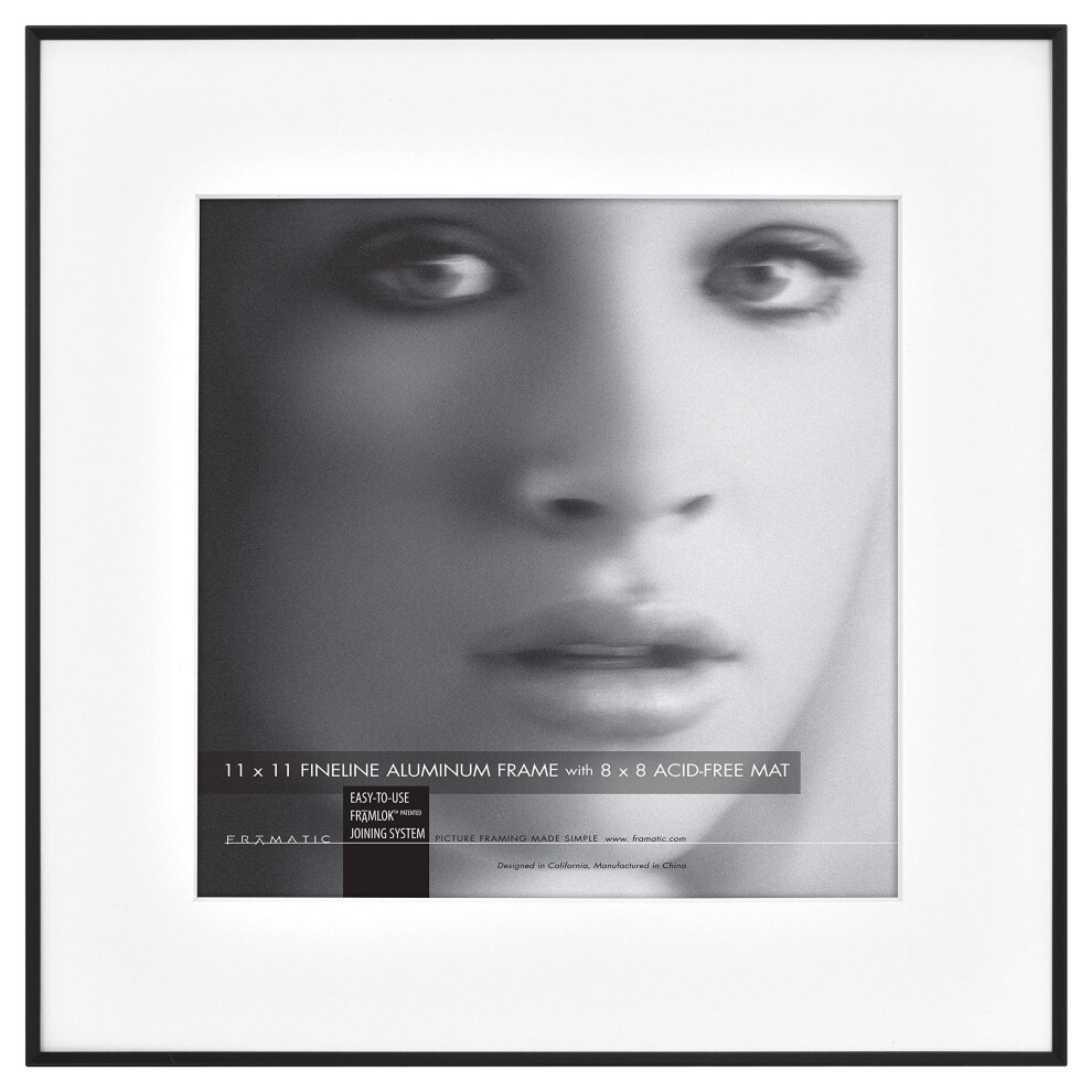 Mcs Framatic Fineline Aluminiumrahmen Schwarz 11 X 11 Zoll Mattiert Auf 8 X 8 Zoll Einzeln-image