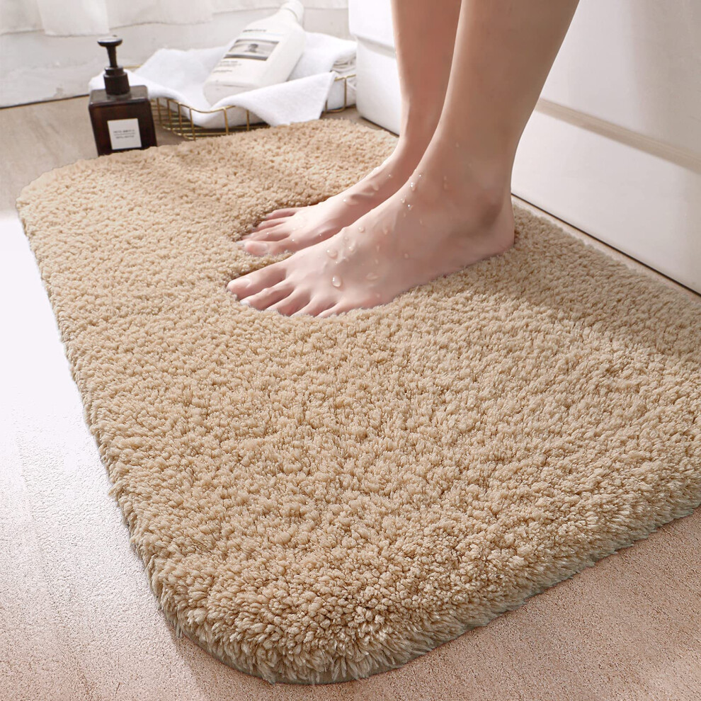 DEXI Bathroom Rug Mat  Extra Soft and Absorbent Bath Rugs  Washable Non-Slip Carpet Mat for Bathroom Floor  Tub  Shower Room (32""""x20""""  Beige)-image-OPC-PFSKJP6-NEW