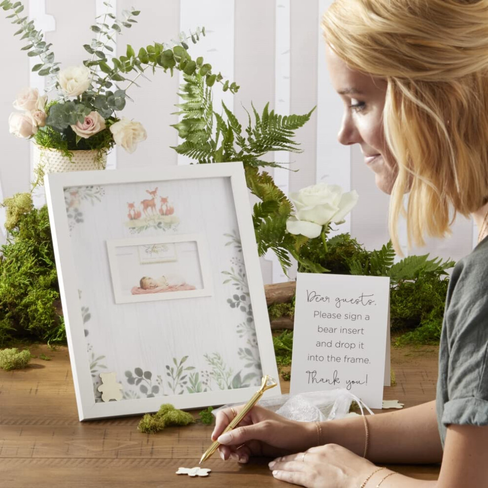 Woodland One Size Baby Shower Guest Book Alternative With Wooden Teddy Bear Inserts Kate Aspen
