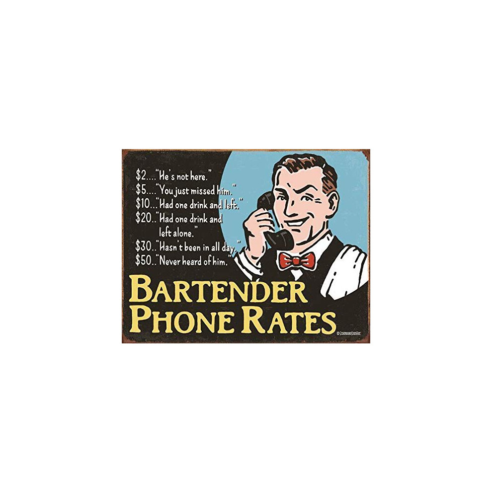 HomDeo Plaque en    tain Man Cave Bar Room D   coration murale Gym Barman's Phone Rates Home Farm Metal Signs 12x8 pouces