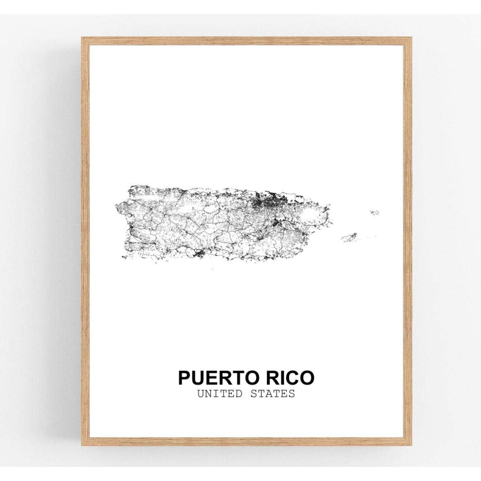 Eleville 8X10 Sans cadre Porto Rico    tats-Unis Vue de campagne Abstrait Route Moderne Carte Art Impression Affiche Mur Bureau Maison D   coration M