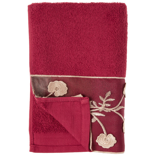Popul?rt Bath Ombre Rose Design H?ndkl?des?t 3PC Burgundy 1