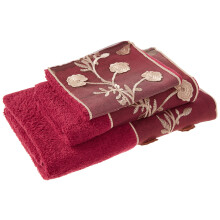 Popul?rt Bath Ombre Rose Design H?ndkl?des?t 3PC Burgundy