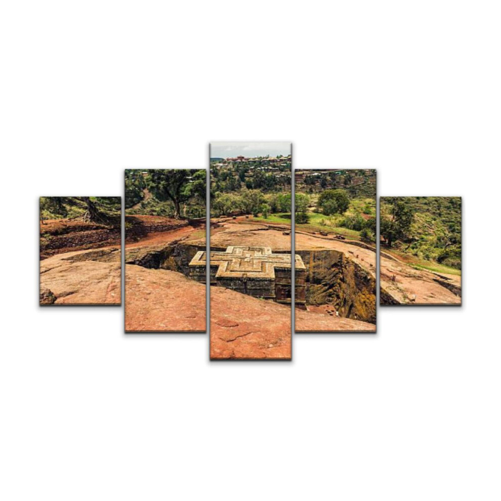 Night in U.S Canvas Art Wall St George Church in Lalibela Ethiopia Paintings Vintage Prints Home Decor Artworks Gift Ready to Hang for Living Room 5 P