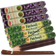 Patchouli r?gelsespinde og ?dle lavendel r?gelsespinde med r?gelsesholder bundt til spirituel dekoration og hjemmeduft