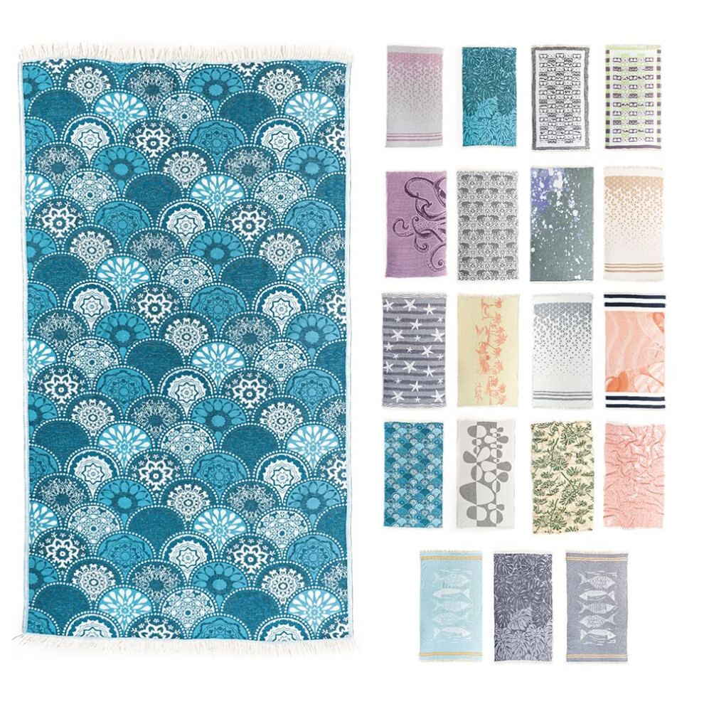 Thereforely Serviettes de plage 100 % coton doux turc Grande serviette de plage 94 x 173 cm pour spa, plage, piscine, salle de sport et salle de bain