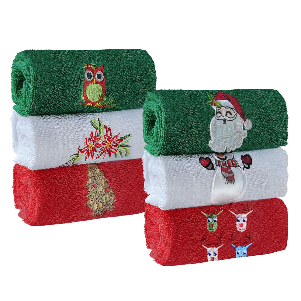 Serviettes de toilette de Noël US Beipin, lot de 6 serviettes de cuisine de Noël, 12 x 18 po, 100 % coton, serviettes de salle de bain de Noël, t