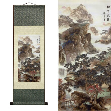 FOVNOT Chinees landschapsschilderij Decor Aziatisch Decor voor thuis Mooie Zijde Rolschildering Chinese Verticale Muurkunst Oosterse Muur Arat Hangen