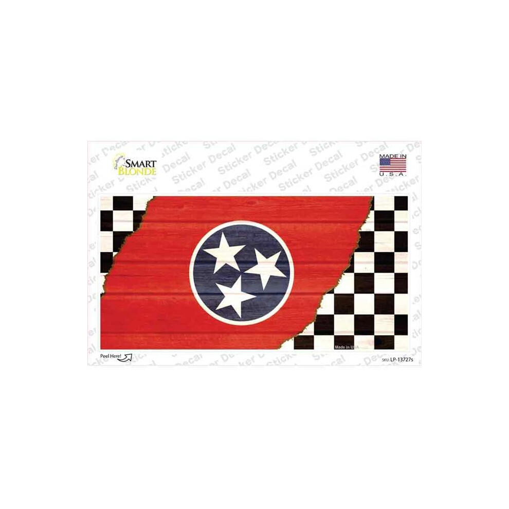 Smart Blonde Lp-13727S-M Tennessee Racing Flag Novelty Sticker Decal - Medium 792636450433