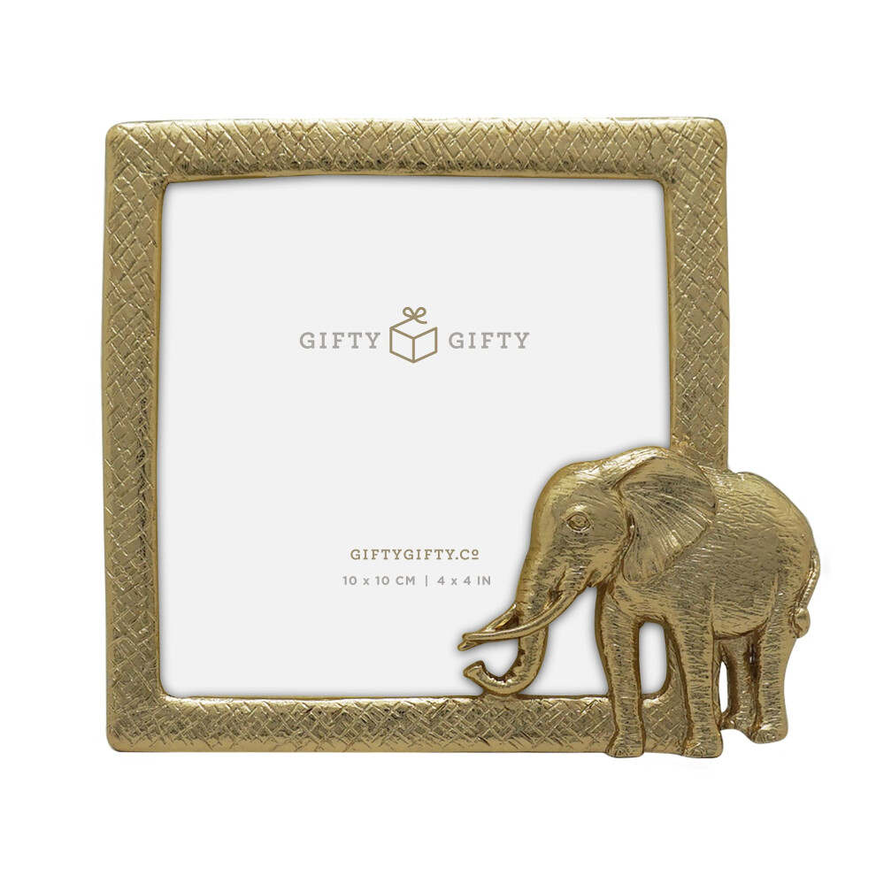 Cadre photo carré éléphant GIFTY GIFTY / 10 x 10 cm | Pour affichage vertical sur table | Idéal pour la décoration intérieure, les mariages, les