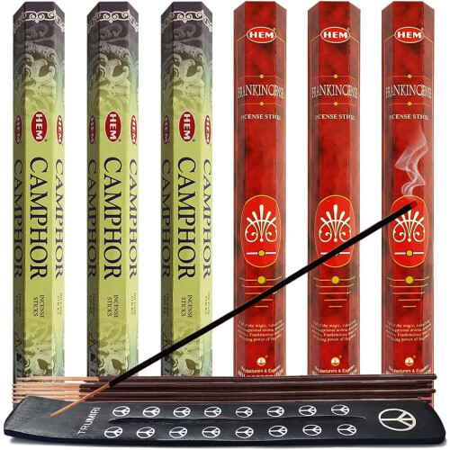 TRUMIRI Kampfer & Weihrauch Räucherstäbchen & Halter Bundle