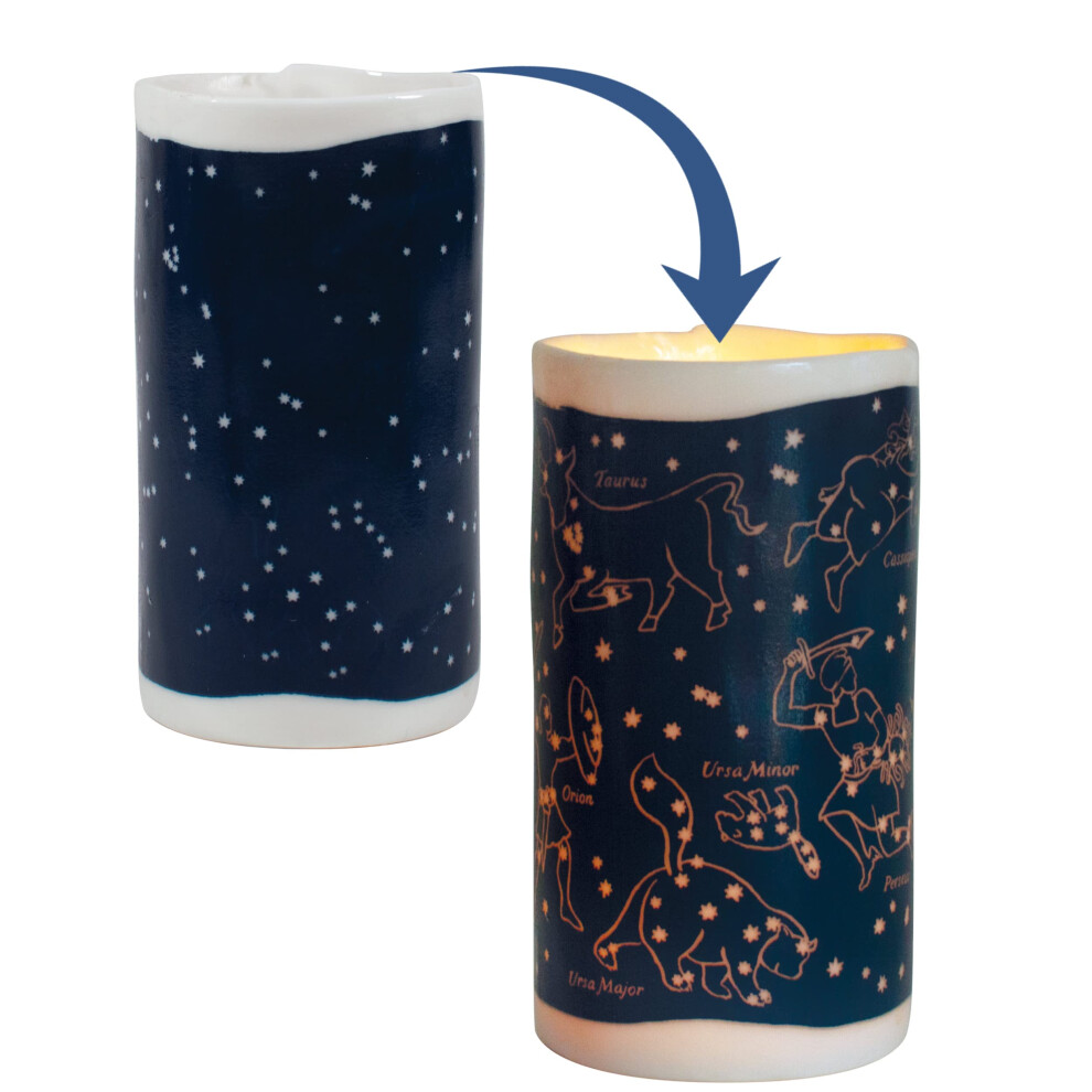 Photophore thermo-r   fl   chissant Star Constellations - Change comme par magie lorsque la bougie est allum   e