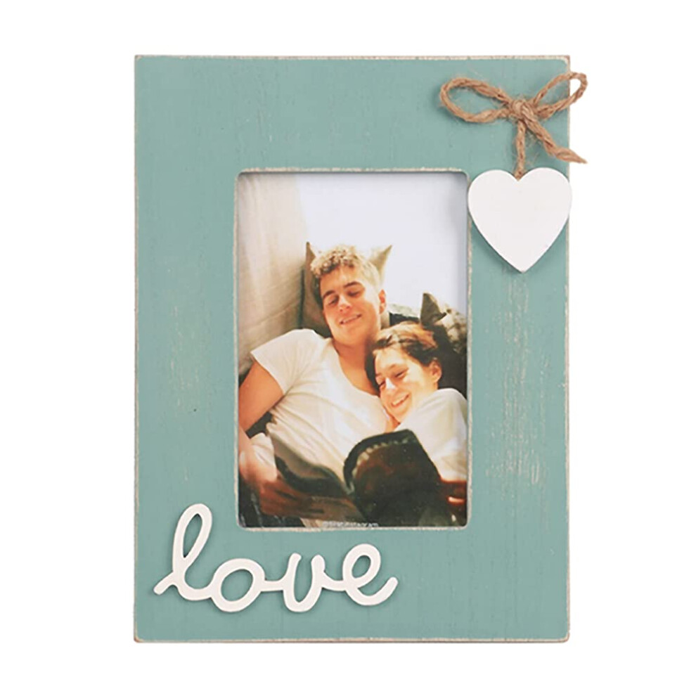 Simelecor Blue Love Picture Frame 4X6 Heart Photo Frame Teal For Boyfriend Couple Family