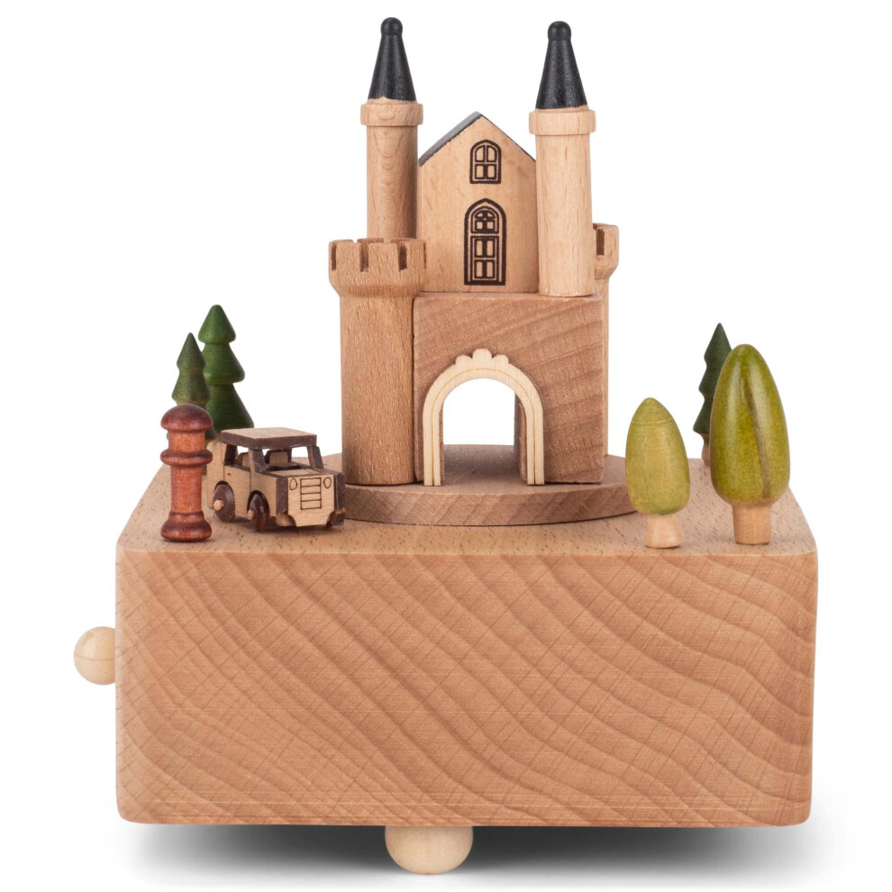Figurine musicale     remonter en h   tre de 15 cm repr   sentant un ch   teau en bois de Cottage Garden