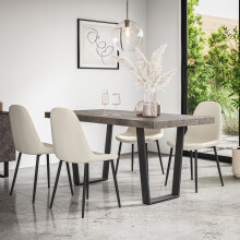 Aria Dining Table And Chairs - Concrete Effect Table w 4-6 Maya Boucle Chair