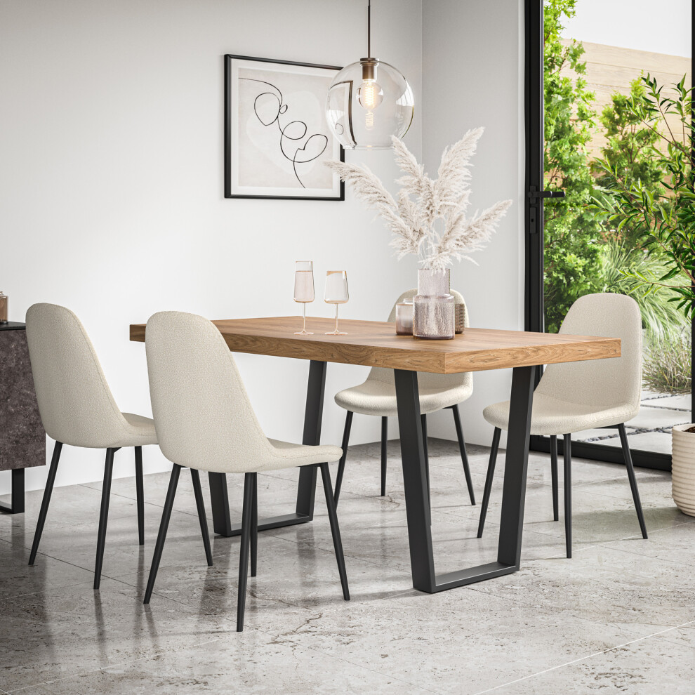 More4homes Aria Dining Table And Chairs - Marble Effect Table W 4-6 Maya Boucle Chair
