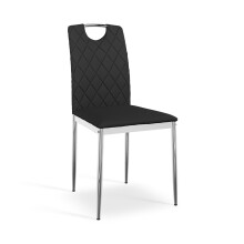 (Black) Aria Dining Table Set Concrete Effect Chrome Legs w 4-6 Monza Faux Leather Chair