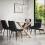 MORE4HOMES (Black) Etta Glass Dining Table Set w Solid Oak Legs w 4-6 Nova Faux Leather Chair 1