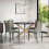 MORE4HOMES (Grey) Malvern Round Black Dining Table Set w Solid Oak Legs w 4-6 Monza Linen Chair 1