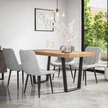 (Black) Aria Dining Table And Chairs - Oak Effect Table w 4-6 Nova Faux Leather Chair