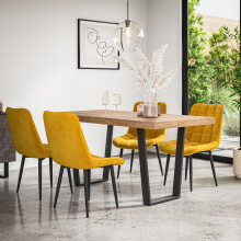 (Grey) Aria Dining Table And Chairs - Oak Effect Table w 4-6 Nova Faux Leather Chair