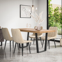 (Grey) Aria Dining Table And Chairs - Oak Effect Table w 4-6 Nova Velvet Chair