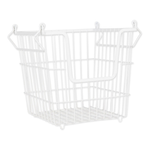 DII Metal Wire Mesh Stackable Utility Storage Bin  Large  11x11x11  White 1