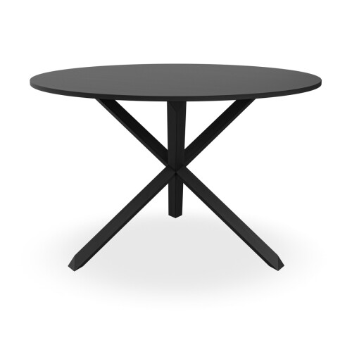 MORE4HOMES (Black) Malvern Round Dining Table 4-6 Seater w Solid Black Oak Legs 2