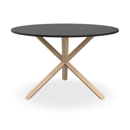 MORE4HOMES (Black) Malvern Round Dining Table 4-6 Seater w Solid Oak Legs 2
