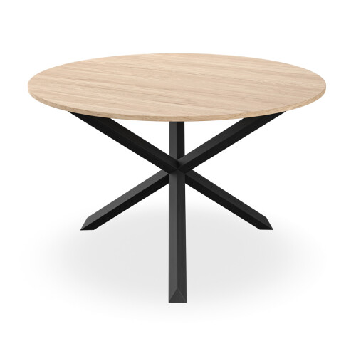 MORE4HOMES (Oak Effect) Malvern Round Dining Table 4-6 Seater w Solid Black Oak Legs 1