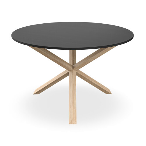 MORE4HOMES (Black) Malvern Round Dining Table 4-6 Seater w Solid Oak Legs 1
