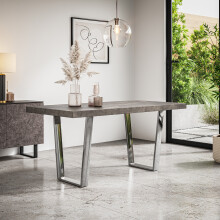 (Concrete Effect) Aria 4-6 Seater Dining Table w Chrome Legs