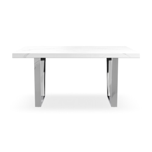 MORE4HOMES (White Marble Effect) Aria 4-6 Seater Dining Table w Chrome Legs 2