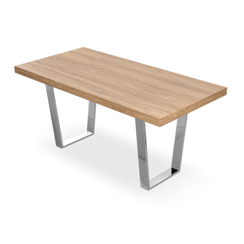 MORE4HOMES (Oak Effect) Aria 4-6 Seater Dining Table w Chrome Legs 1