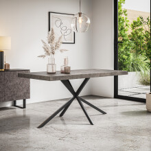 (Concrete Effect) Donni 4-6 Seater Dining Table w Black Legs