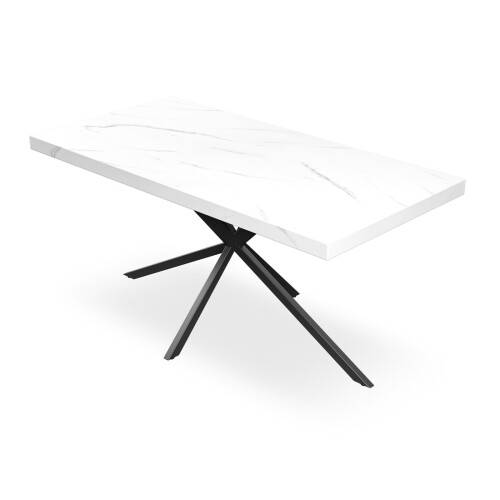 MORE4HOMES (White Marble Effect) Donni 4-6 Seater Dining Table w Black Legs 1