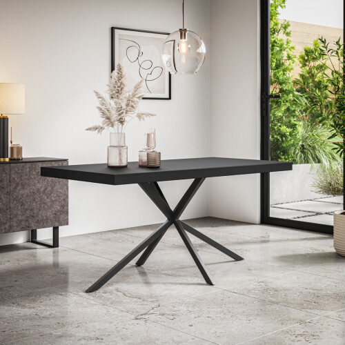 MORE4HOMES (Black) Donni 4-6 Seater Dining Table w Black Legs