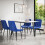 MORE4HOMES (Blue) Haydon Extending Marble Effect Dining Table Set w 4-6 Nova Velvet Chairs 1