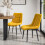 MORE4HOMES (Mustard) Haydon Extending Marble Effect Dining Table Set w 4-6 Nova Velvet Chairs 5
