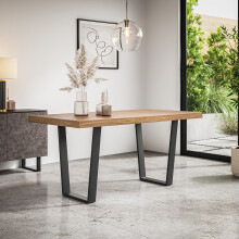 (Oak Effect) Aria 4-6 Seater Dining Table w Black Legs