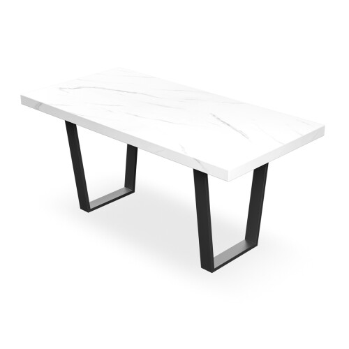 MORE4HOMES (White Marble Effect) Aria 4-6 Seater Dining Table w Black Legs 1