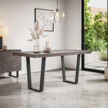 (Concrete Effect) Aria 4-6 Seater Dining Table w Black Legs