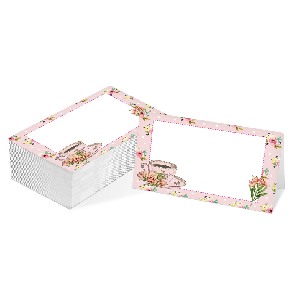 Tischkarten, Teeparty-Themenkarten Im Zeltstil, 25 St Ck, Halbgefaltete Tischkarten F R Den Empfang, Perfekt F R Brautpartys, Geburtstagsfeiern,-image