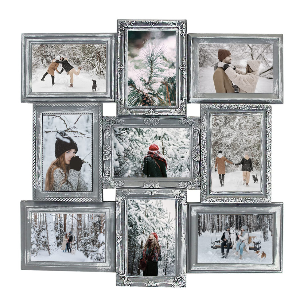 Ensembles de cadres photo JMDeco pour collage mural 9 cadres photo ouvrants Collage Cadre photo collage 6 x 4 avec souvenir d'un ami de la famille Cad