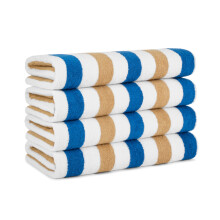 Arkwright Cabo Cabana Stripe Beach Towel - Pack of 4 - Large Soft Quick Dry Cotton Terry Towels for Pool Swim and Hot Tub Oversized 30 x 70 in Ro