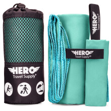 Hero Mikrofaserhandtuch f   r Reisen, Camping, Rucksackreisen, Strand, Fitnessstudio     24 x 48 (inkl. Bonus-Waschlappen)