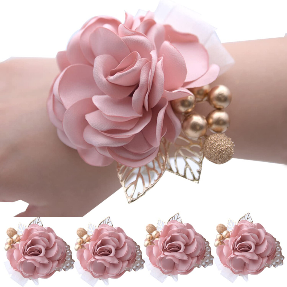 Rose Wedding Girl Girl's Corsage Bracelets Bride Bridesmaid Pearl Bracelet Women's Hand Flowers For Wedding Party Prom Decro Homecoming Corsage.-image